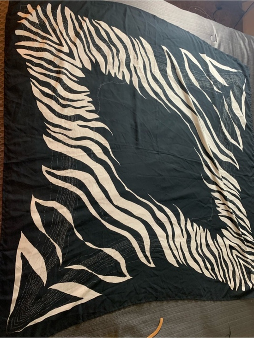 Vintage African Zebra Animal Print Blanket Scarf Black White